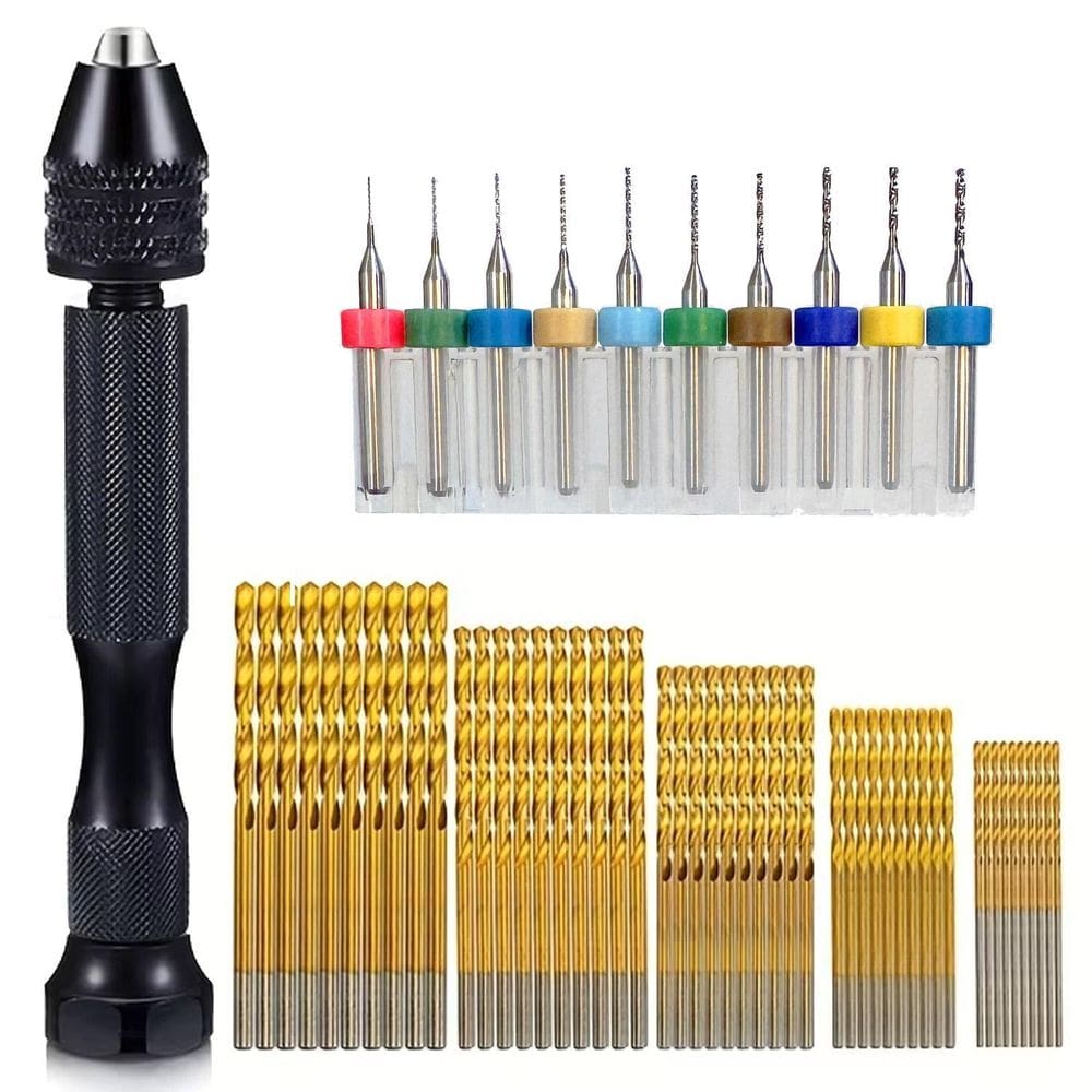Mini Furadeira Manual Mandril Aperto Rápido Com 60 Brocas