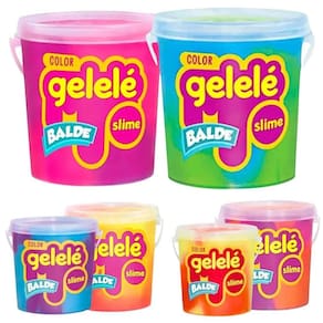 Balde Slime Color Gelelé Doce Brinquedo 457G 2 Cores Amarelo
