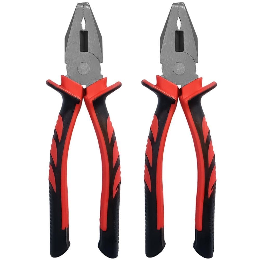 Kit 2 Alicate Universal 8 Pol. Aço Polido Cabo Emborrachado