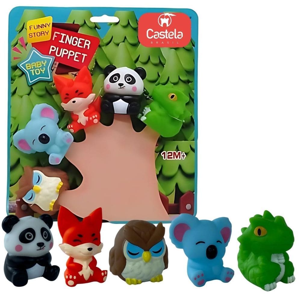 Brinquedo Infantil Dedoches De Animais Da Floresta - Castela
