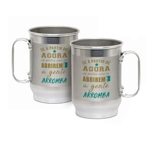 Caneca Alumínio c/ Faixa Fosca 600ML A Gente Arromba
