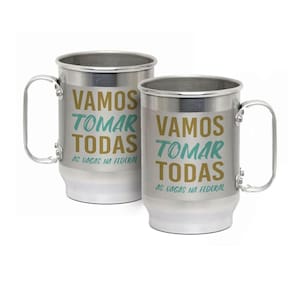 Caneca Alumínio c/ Faixa Fosca 600ML Vamos Tomas Todas