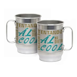 Caneca Alumínio c/ Faixa Fosca 600ML Ácool Na Dieta