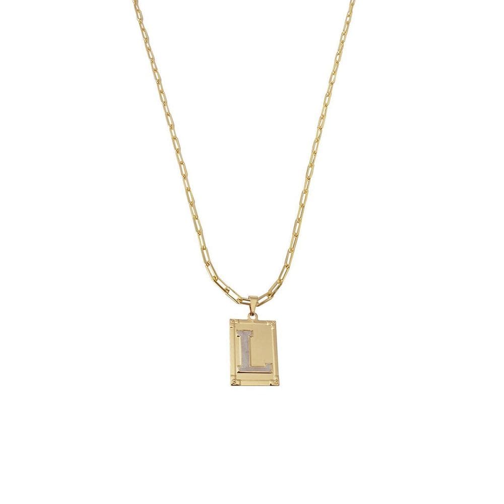 Cordão 45Cm Masculino Feminino Pingente Letra L Banhado Ouro