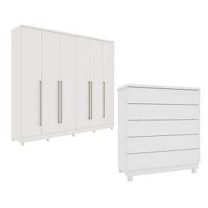Guarda-Roupa 6 Portas Portugal E Comoda 5 Gavetas Premium Com Pés Espresso Móveis Neve