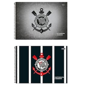 Kit 2 Caderno Cartografico Corinthians 80 Fls Foroni