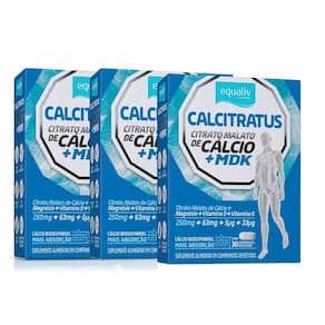 Kit 3 Calcitratus + Mdk Citrato Malato Cálcio Vitam D K