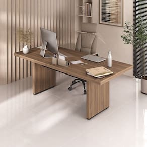 Mesa para Escritório e Reunião 2 Metros Tamburato 5 Cm Nogal/Preto