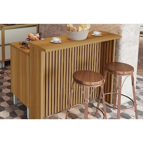 Bancada Ilha Cozinha Rainha c/ 1 Porta e 4 Gavetas 120cm Freijó - Nesher