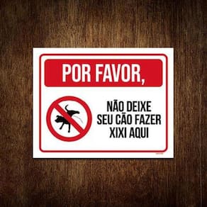 Placa Favor Não Deixe Seu Cão Fazer Xixi Aqui Nova 27X35
