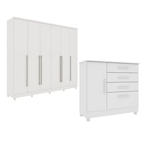 Guarda-Roupa 6 Portas Portugal E Comoda 4 Gavetas Chicago Com Pés Espresso Móveis Neve
