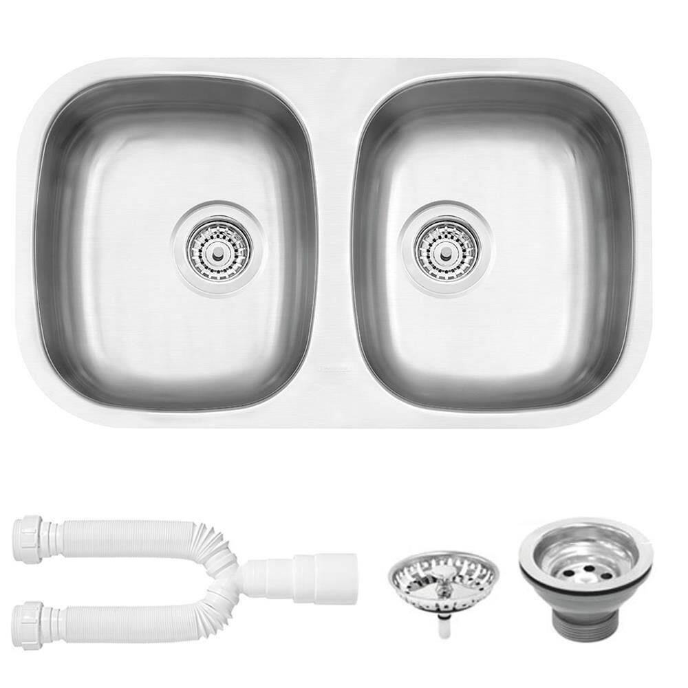 Cuba Dupla Tramontina Isis 2C 34BL Prime Aço Inox Acetinado 72x40cm c Válvula e Sifão Duplo 94030102