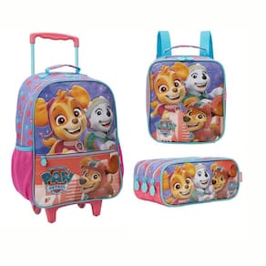 Kit Mochila De Rodinhas + Estojo + Lancheira Patrulha Canina