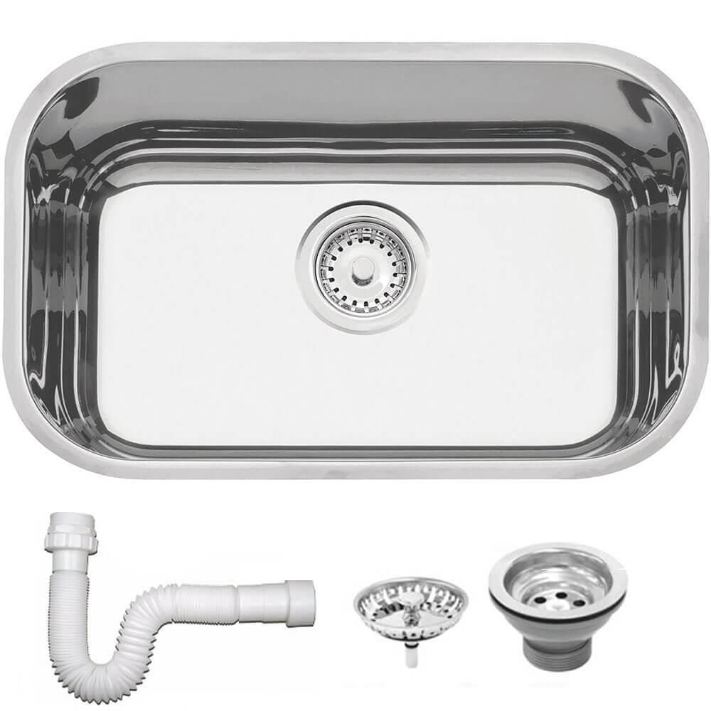 Cuba Tramontina Lavínia 47 BL Prime em Aço Inox Alto Brilho 47x30 cm com Válvula e Sifão 94022207