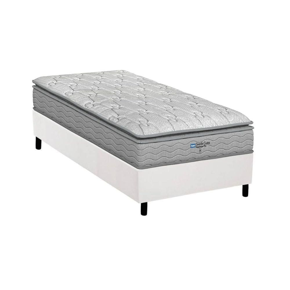 Conjunto Box Solteiro: Colchão Anatômico Probel D45 Guarda Costas Próextreme Plus + Base CRC Courano White (88x188)