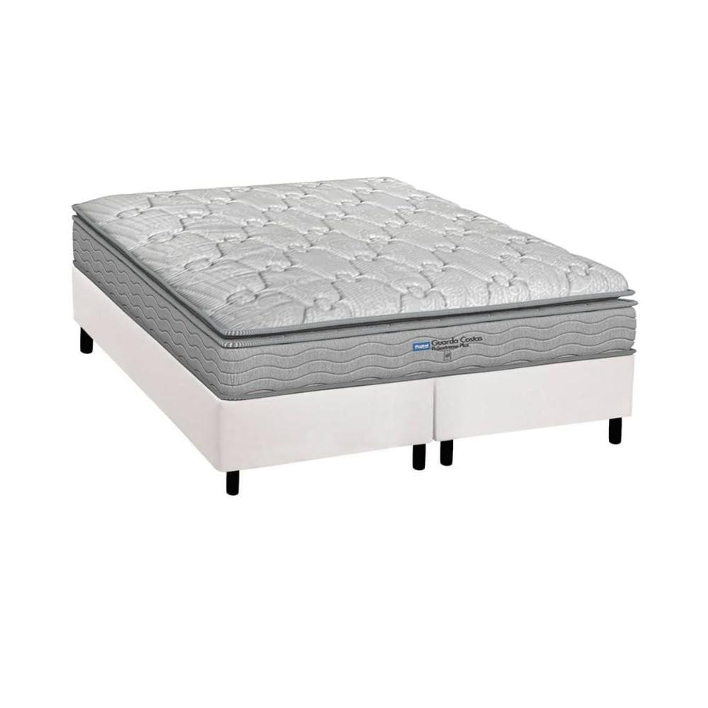 Conjunto Box Queen: Colchão Anatômico Probel D45 Guarda Costas Próextreme Plus + Base CRC Courano White (158x198)