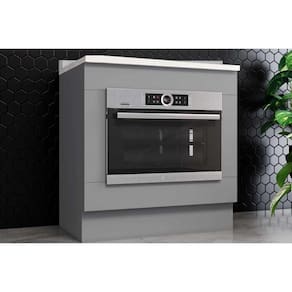 Balcão de Cozinha c/ Tampo Americana p/ Forno de Embutir 80cm Cinza - Henn