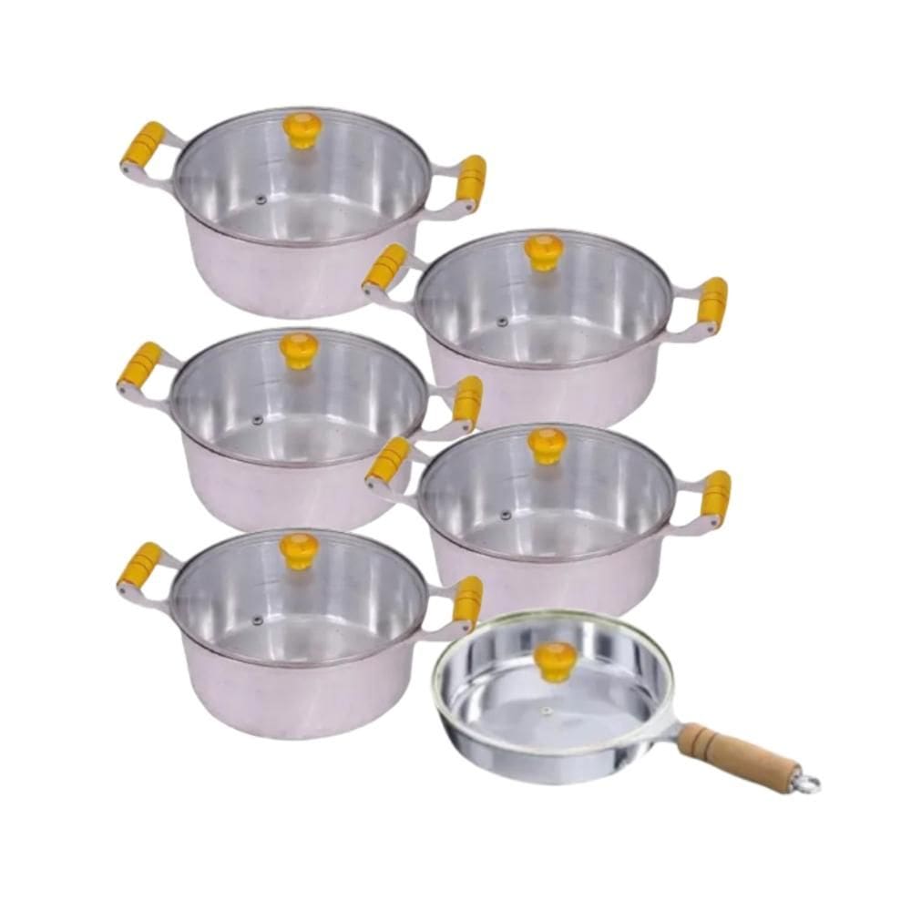 Jogo Panelas de Alumínio Batido Fundido Tampa Vidro 18 Ao 26 cm