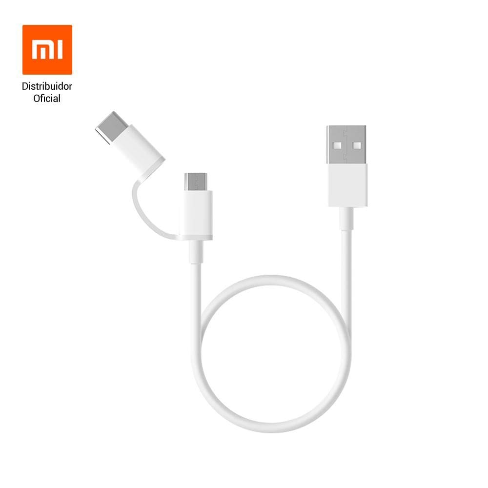 Cabo USB com saída dupla Tipo C e micro USB 30cm Xiaomi - Branco