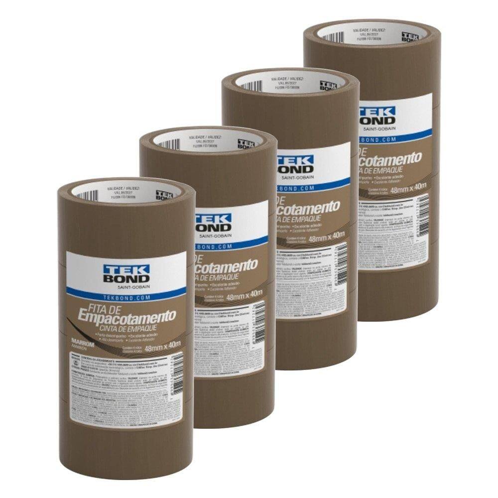 Fita Empacotamento Tekbond Marrom 48mmx40m - Embalagem com 4 Unidades