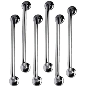 Barra de Apoio 40cm Alça Aço Inox Kit 6 Unidades Gestante Idoso Criança Cadeirante Acessibilidade Banheiro Box Resistente Suporte Corrimao Escada