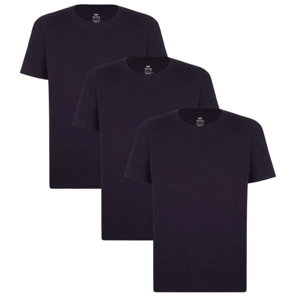 Kit Camisetas Básicas Hering Manga Curta Masculina 3 Peças