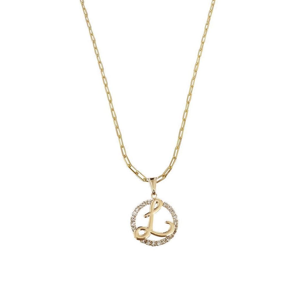 Colar Corrente 45 Cm Feminina Pingente Letra L Banhado Ouro