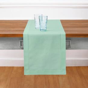 Corredor de mesa Solino Home Aqua Cotton Linen Stitch 3m