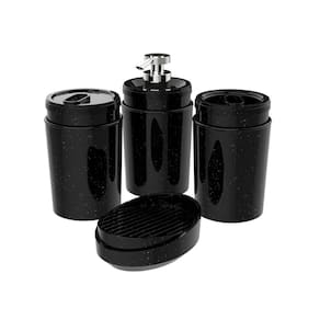 Kit 4 pç Basalto Porta Escova Algodão Sabonete Líquido Barra Stone Crippa Conjunto para Banheiro