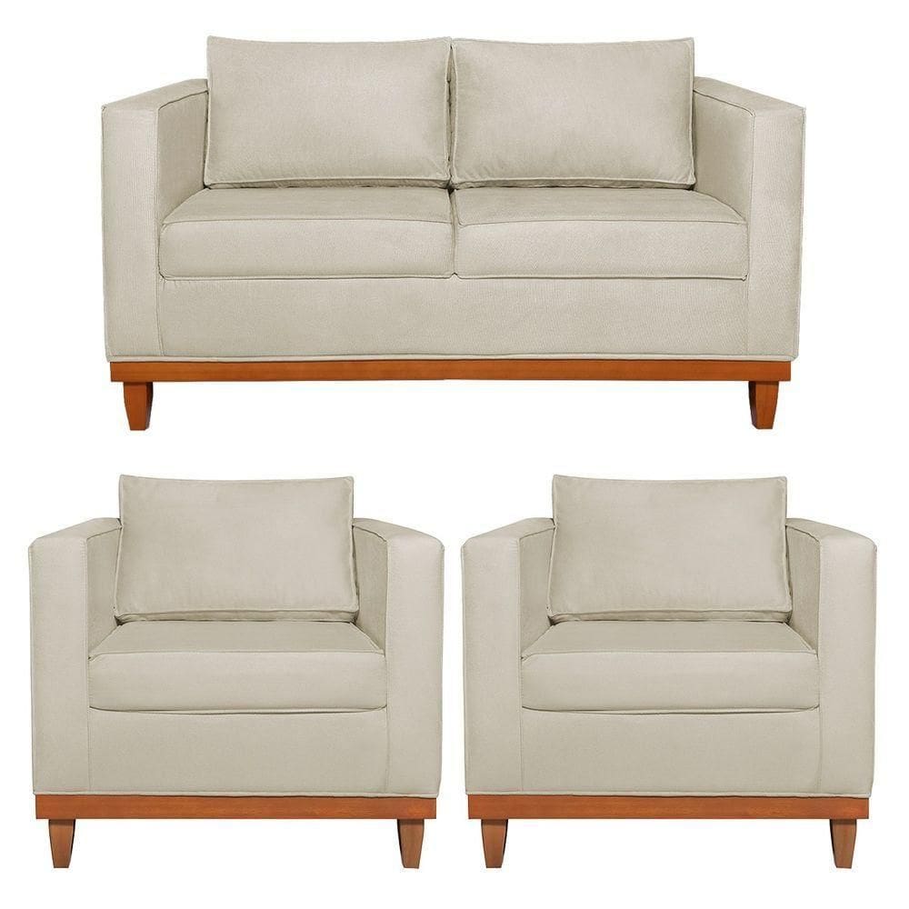 Kit Sofa 2 Lugares E 2 Poltronas Europa Bouclé Adj Decor Bege