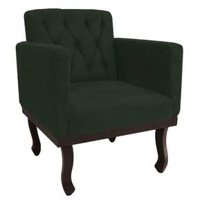 Poltrona Decorativa Classic Pés Luiz Xv Linho Adj Decor Verde