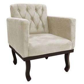 Poltrona Decorativa Classic Pés Luiz Xv Linho Adj Decor Bege