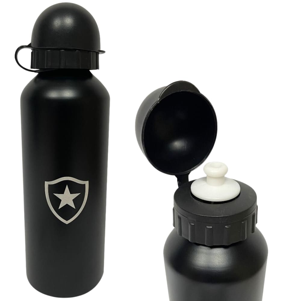 Garrafa Botafogo Squeeze Alumínio Preto Fosco 500ml Oficial Estrela Solitária