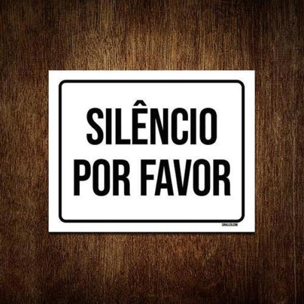 Kit 5 Placas Sinalização - Silêncio Por Favor