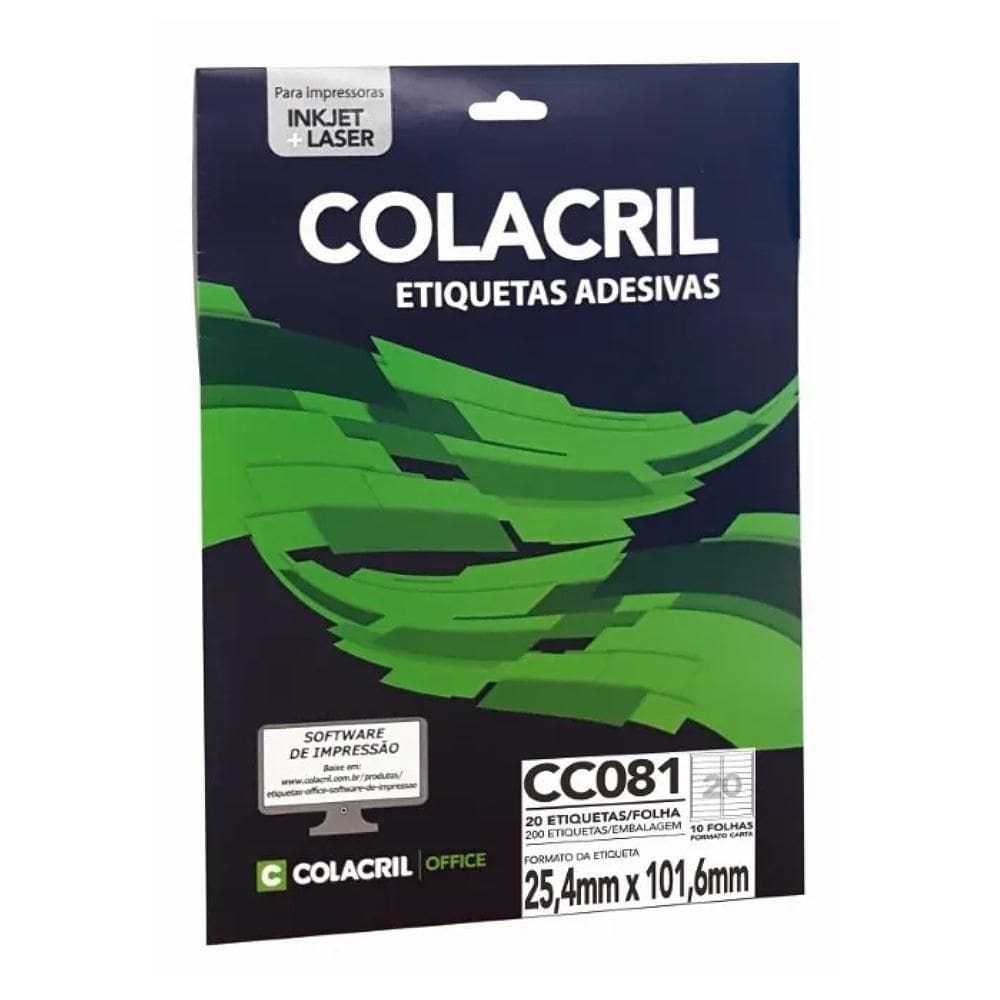 Etiqueta Adesiva Colacril Carta Cc081 25,4X101,6Mm C/200