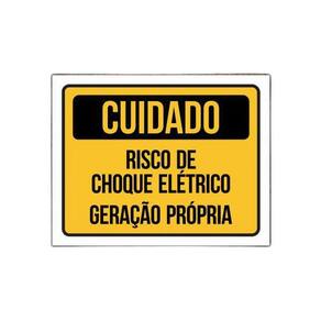 Placa Cuidado Geração Própria Risco De Choque Elétrico 36X46