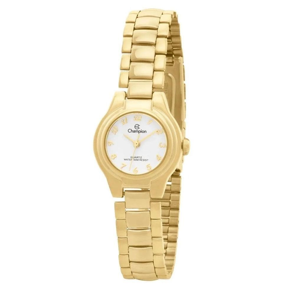 Kit Relógio Champion Feminino Dourado Visor Branco Ch29030W