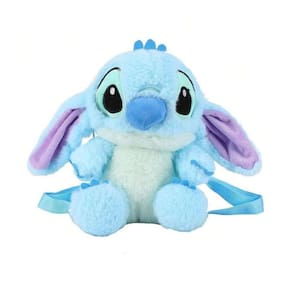 Mochila Infantil Menina Escolar Fofa De Pelúcia Stitch Azul