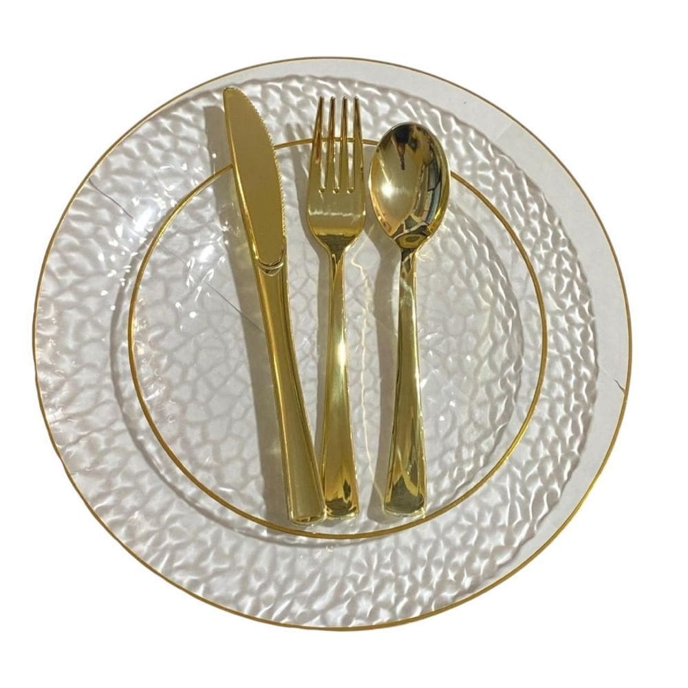 Kit Jantar 12 Pratos Acrílico 25Cm + 18 Talheres Festa