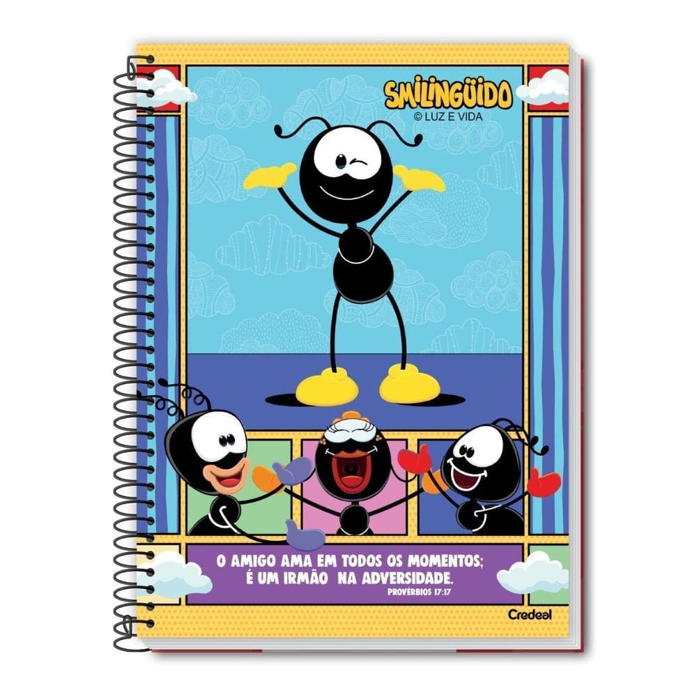 Caderno Smilingido Espiral Capa Dura 1 Matéria 80F Escolar