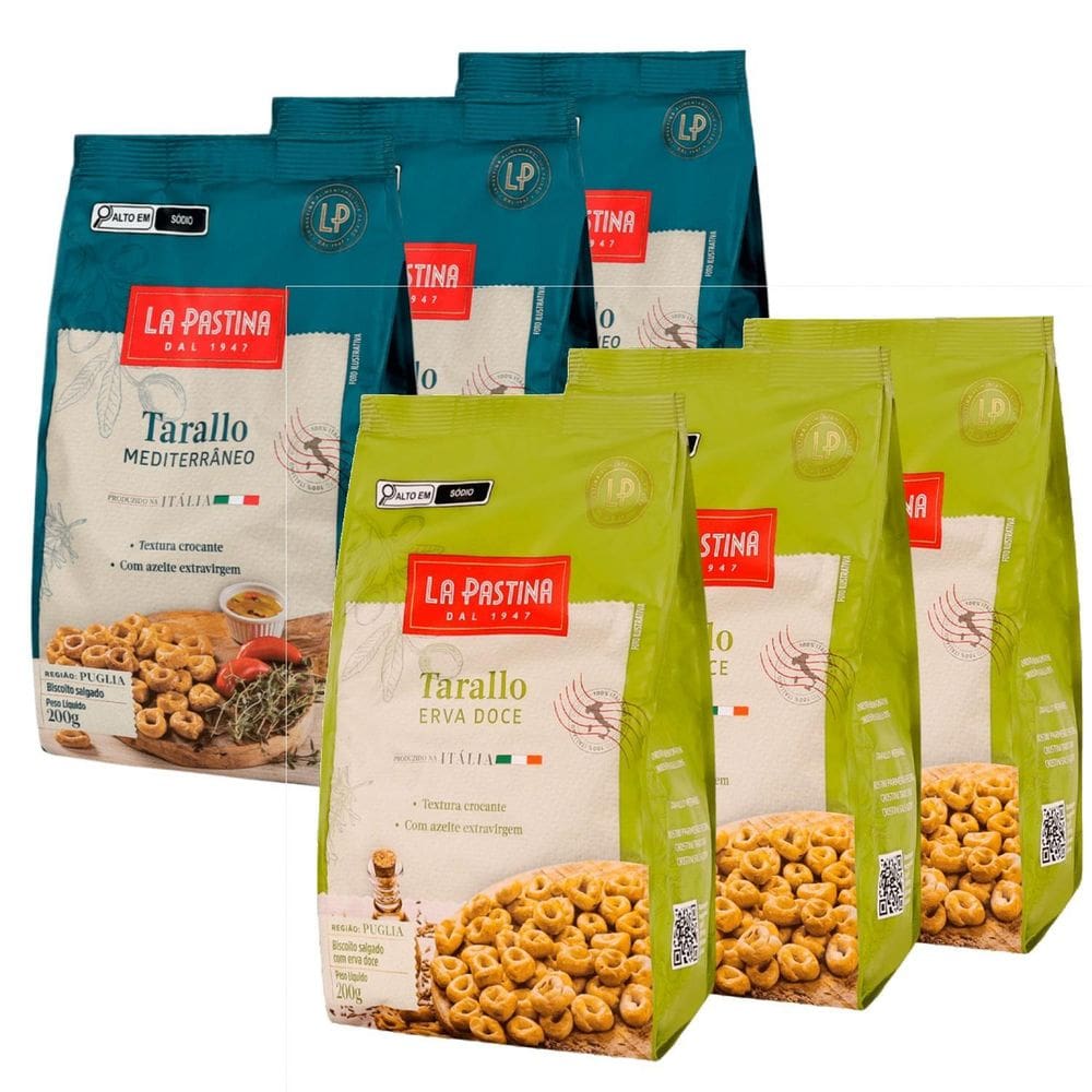Kit 6Und Tarallo Mediterrâneo / Erva-Doce La Pastina 200G
