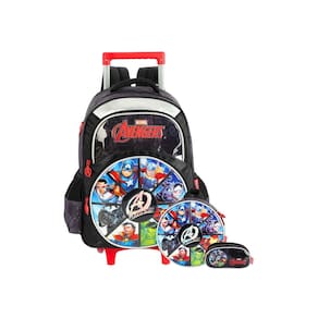 Kit Mochila Com Rodas+Lancheira+Estojo Avengers - Preto