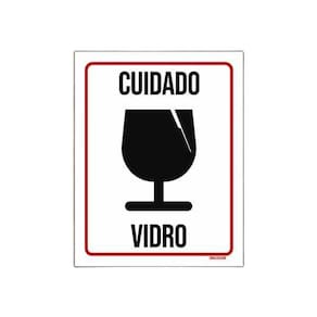 Placa De Sinalização - Cuidado Vidro Frágil 36X46
