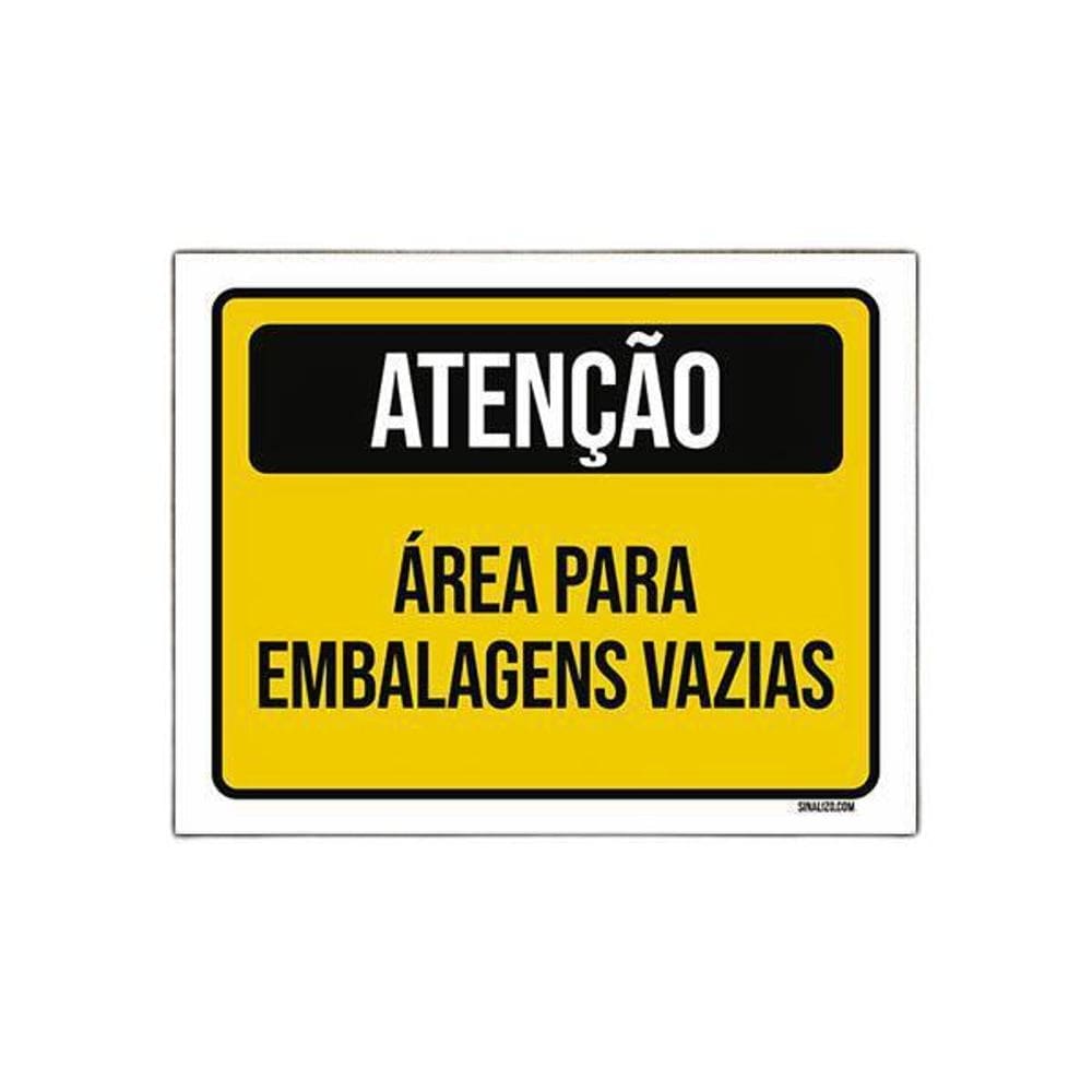 Placa De Sinalização - Atenção Área Embalagens Vazias 27X35