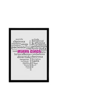 Quadro Decorativo Minha Dinda Qualidades Coração Branco