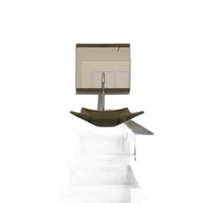 Gabinete De Vidro 45Cm Iq Inox Cuba Quadrada Ouro Vintage