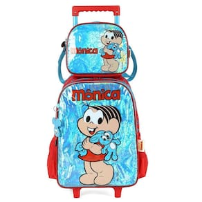 Kit Mochila Rodinha Lancheira Luxcel Turma da Mônica Azul