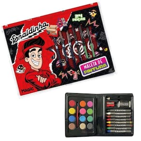 Kit Escolar Infantil Maleta Estojo Pintura Canetinhas 24 Pçs
