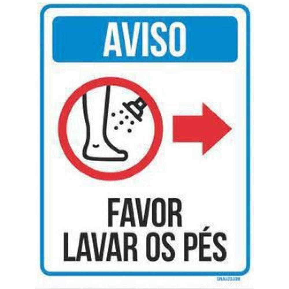 Kit 5 Placas Aviso Higienete Favor Lavar Os Pés