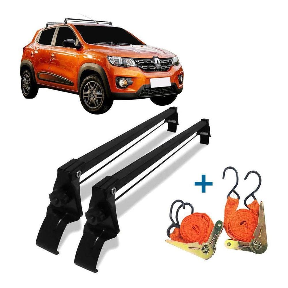 Rack De Teto Bagageiro + 2 Cintas Kwid 4 Portas Ano 17/22